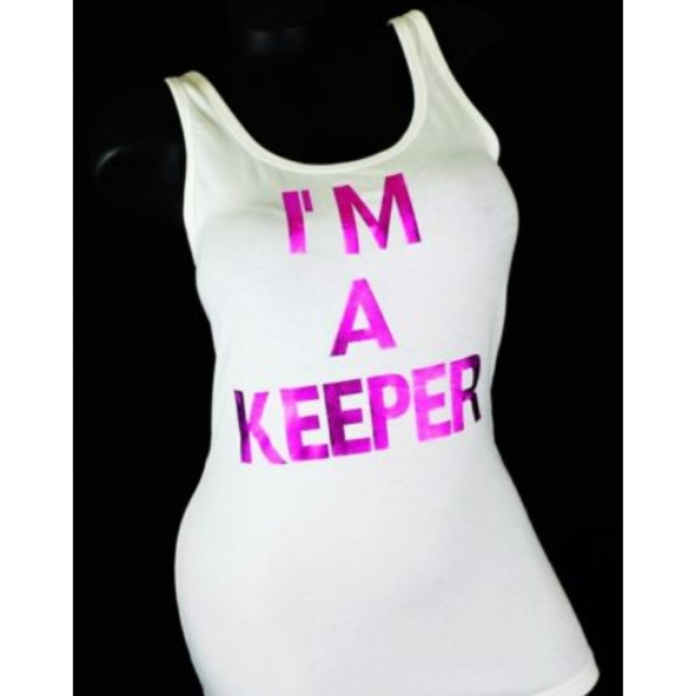 I'm a Keeper White Fitted Tank.